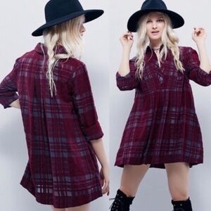 Free People Baby Blues plaid mini dress or tunic top